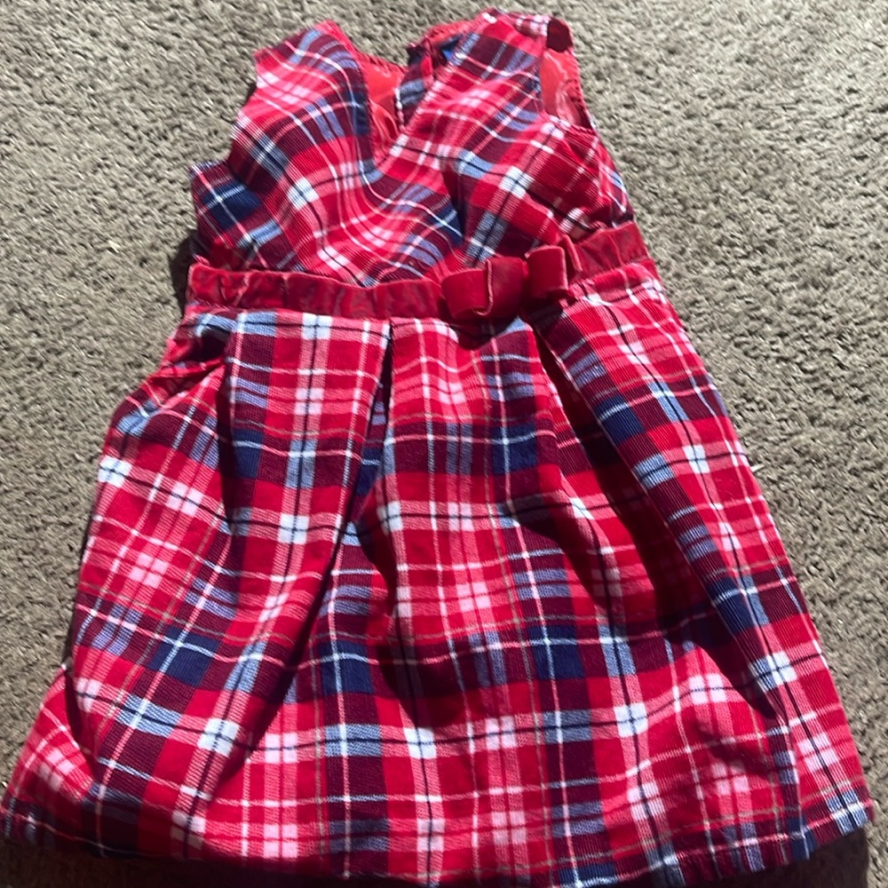 Girls red plaid dress. Size 2T